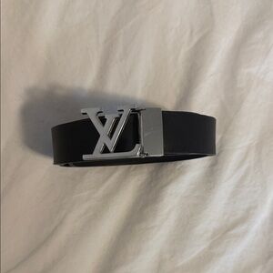 Louis Vuitton Black Belt with Silver LV Buckle